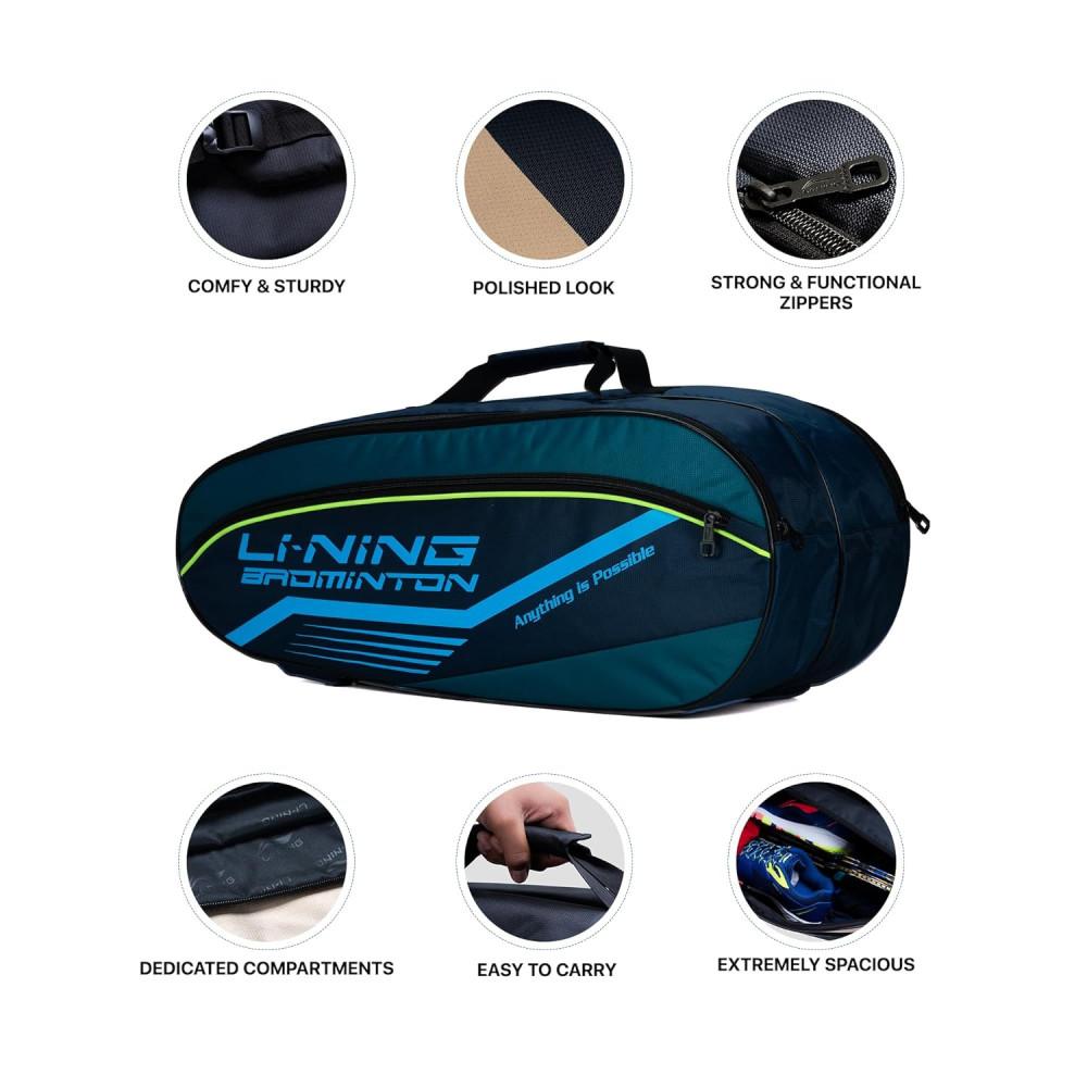Li-Ning Hot Shot Triple Zipper Polyester Badminton Kit Bag | Easy - Access Compartments | Spacious | Unisex - Men, Boys, Girls, Women Li-Ning Hot Shot Triple Zipper Polyester Badminton Kit Bag | Easy - Access Compartments | Spacious | Unisex - Men, Boys, Girls, Women