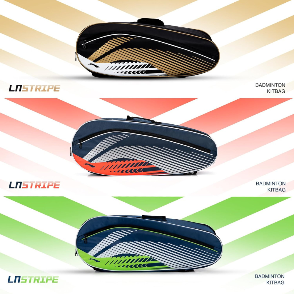 Li-Ning Stripe Double Zipper Polyester Badminton Kit Bag Li-Ning Stripe Double Zipper Polyester Badminton Kit Bag