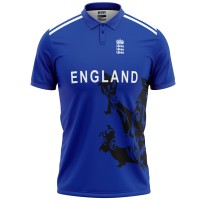England Blue ODI World Cup 2015 Half Sleeves Cricket Fan Jersey - 100% Dryfit Polyester