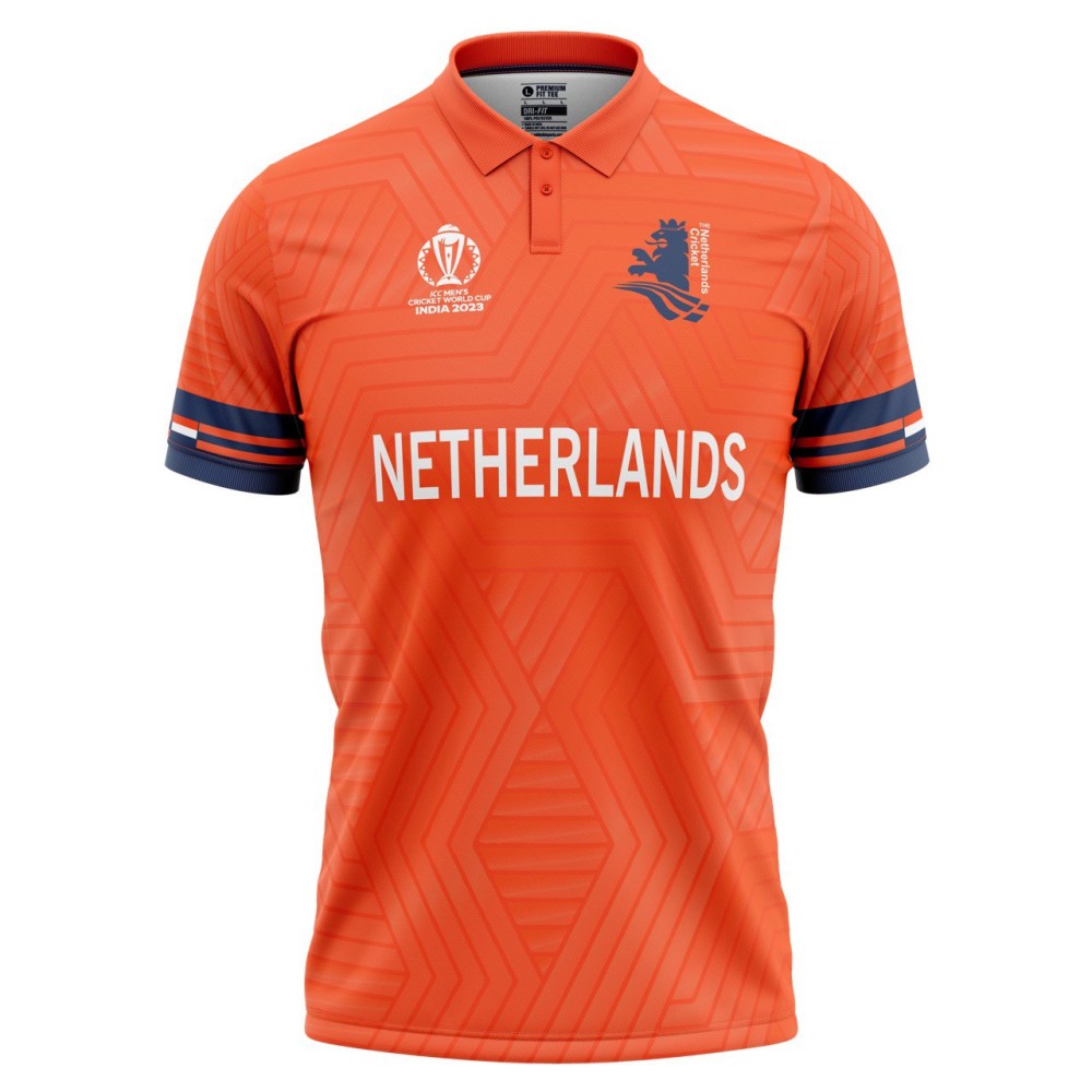 Netherlands ODI World Cup 2023 Half Sleeves Cricket Fan Jersey - 100% Dryfit Polyester - With Name Personalisation