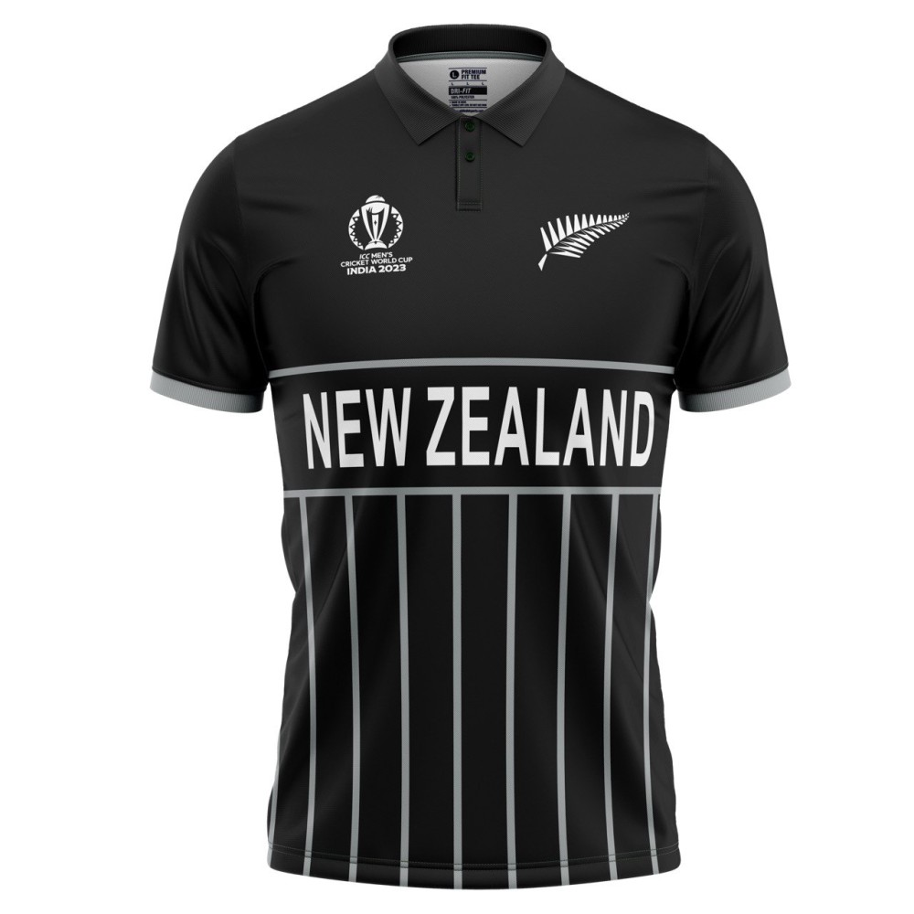 New Zealand ODI World Cup 2023 Half Sleeves Cricket Fan Jersey - 100% Dryfit Polyester - With Name Personalisation