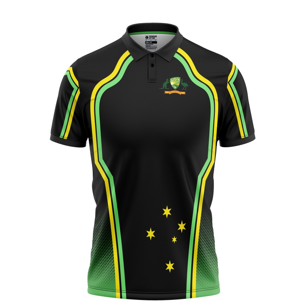 Australia Half Sleeves Cricket Fan Jersey - 100% Dryfit Polyester - With Name Personalization