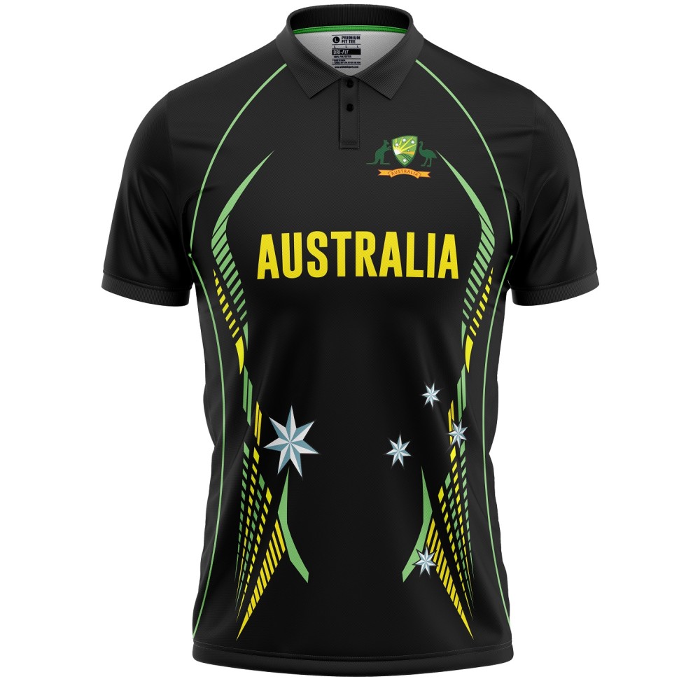 Australia Half Sleeves Cricket Fan Jersey - 100% Dryfit Polyester - With Name Personalization