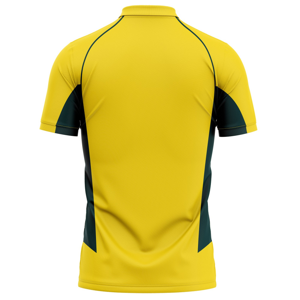Australia Half Sleeves Cricket Fan Jersey - 100% Dryfit Polyester - With Name Personalization Australia Half Sleeves Cricket Fan Jersey - 100% Dryfit Polyester - With Name Personalization