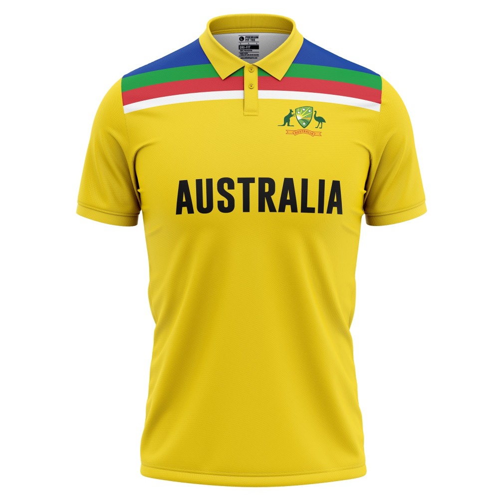 Australia Half Sleeves Cricket Fan Jersey - 100% Dryfit Polyester - With Name Personalization