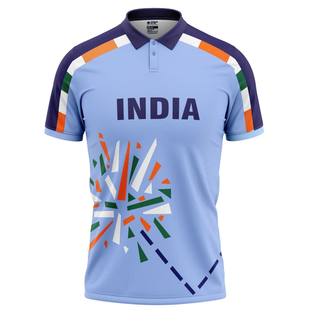 India 1996 ICC Champions Trophy Half Sleeves Cricket Fan Jersey - 100% Dryfit Polyester - With Name Personalisation