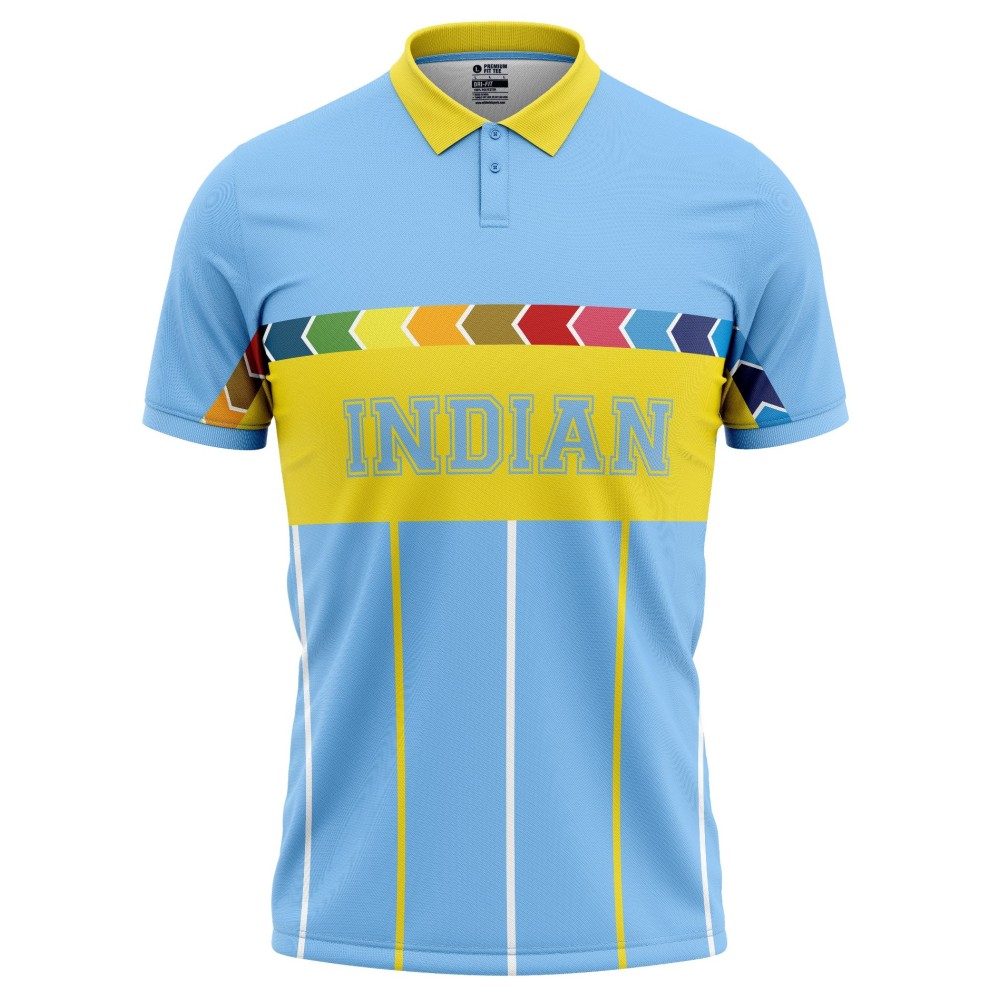 India Blue ICC World Cup 1996 Half Sleeves Cricket Fan Jersey - 100% Dryfit Polyester - With Name Personalization