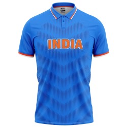 India ICC World Cup 2015 Half Sleeves Cricket Fan Jersey - 100% Dryfit Polyester - With Name Personalization