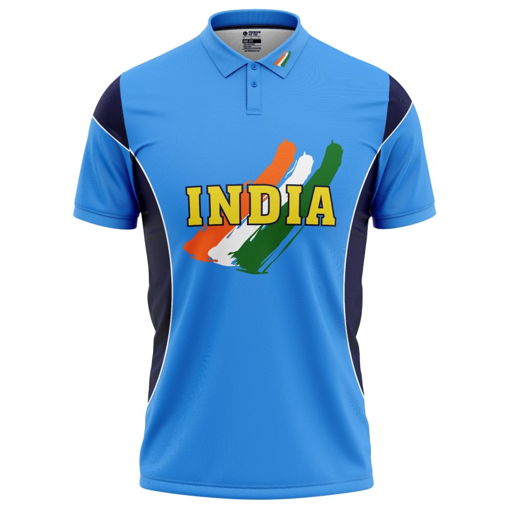 India ICC World Cup 2003 Half Sleeves Cricket Fan Jersey - 100% Dryfit Polyester - With Name Personalization