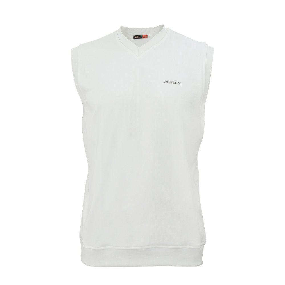 Whitedot Off White V Neck Without Sleeves Cricket Jumper