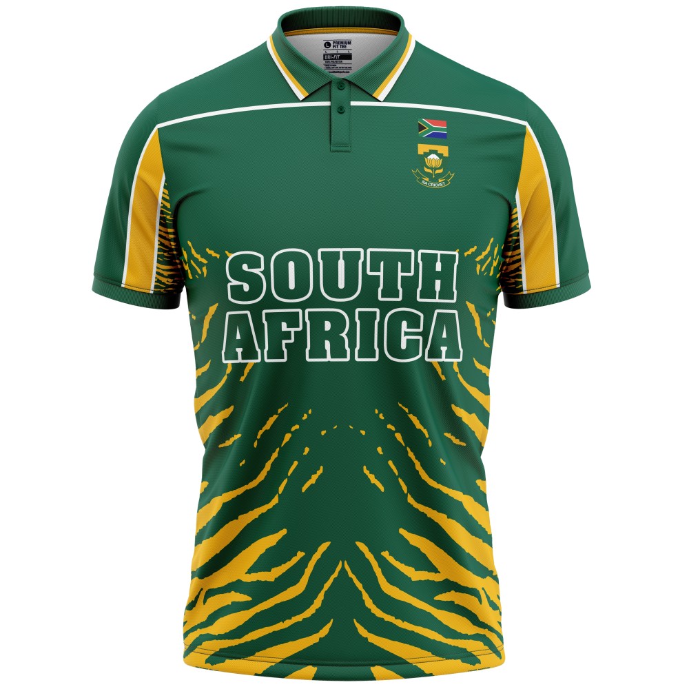 South Africa 2003 ICC World Cup Half Sleeves Cricket Fan Jersey - 100% Dryfit Polyester - With Name Personalisation