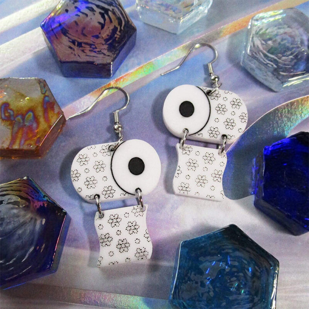 Roll Paper Earrings Paper Towel Earrings Funny Fun Toilet Roll Toilet Paper Earrings Roll Paper Earrings Paper Towel Earrings Funny Fun Toilet Roll Toilet Paper Earrings