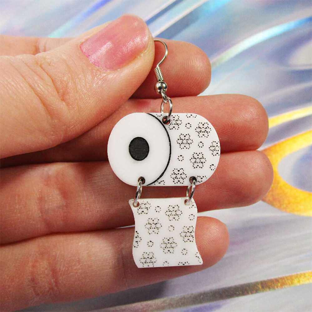 Roll Paper Earrings Paper Towel Earrings Funny Fun Toilet Roll Toilet Paper Earrings Roll Paper Earrings Paper Towel Earrings Funny Fun Toilet Roll Toilet Paper Earrings