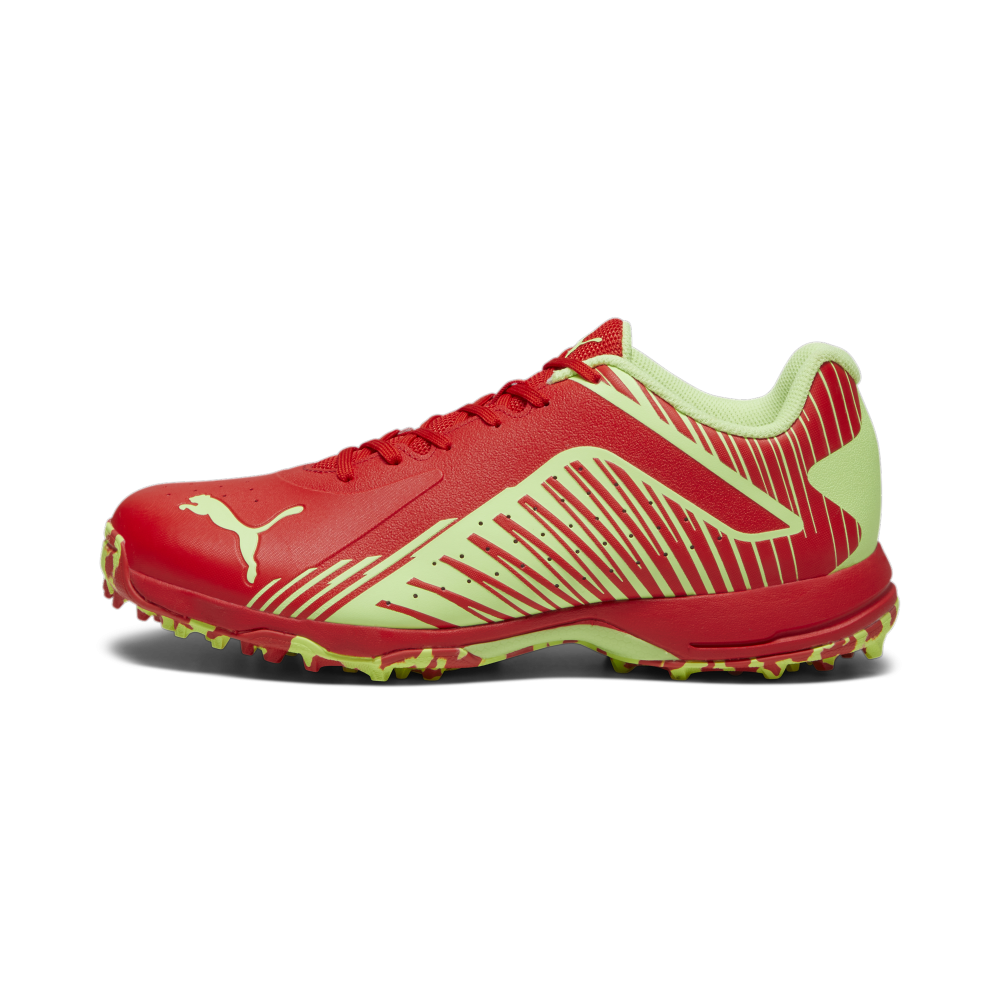 Puma 22 FH Rubber Unisex Cricket Shoes - Red-Speed Green Puma 22 FH Rubber Unisex Cricket Shoes - Red-Speed Green